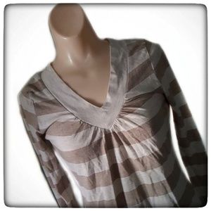 Zoey & Beth Tan & Brown Stripe Cotton Longsleeve-M